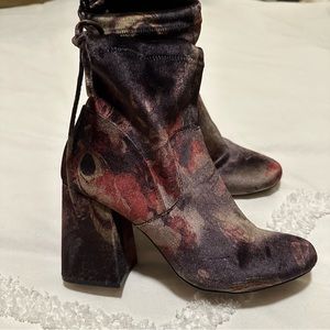 Velvet Block Heel Boots